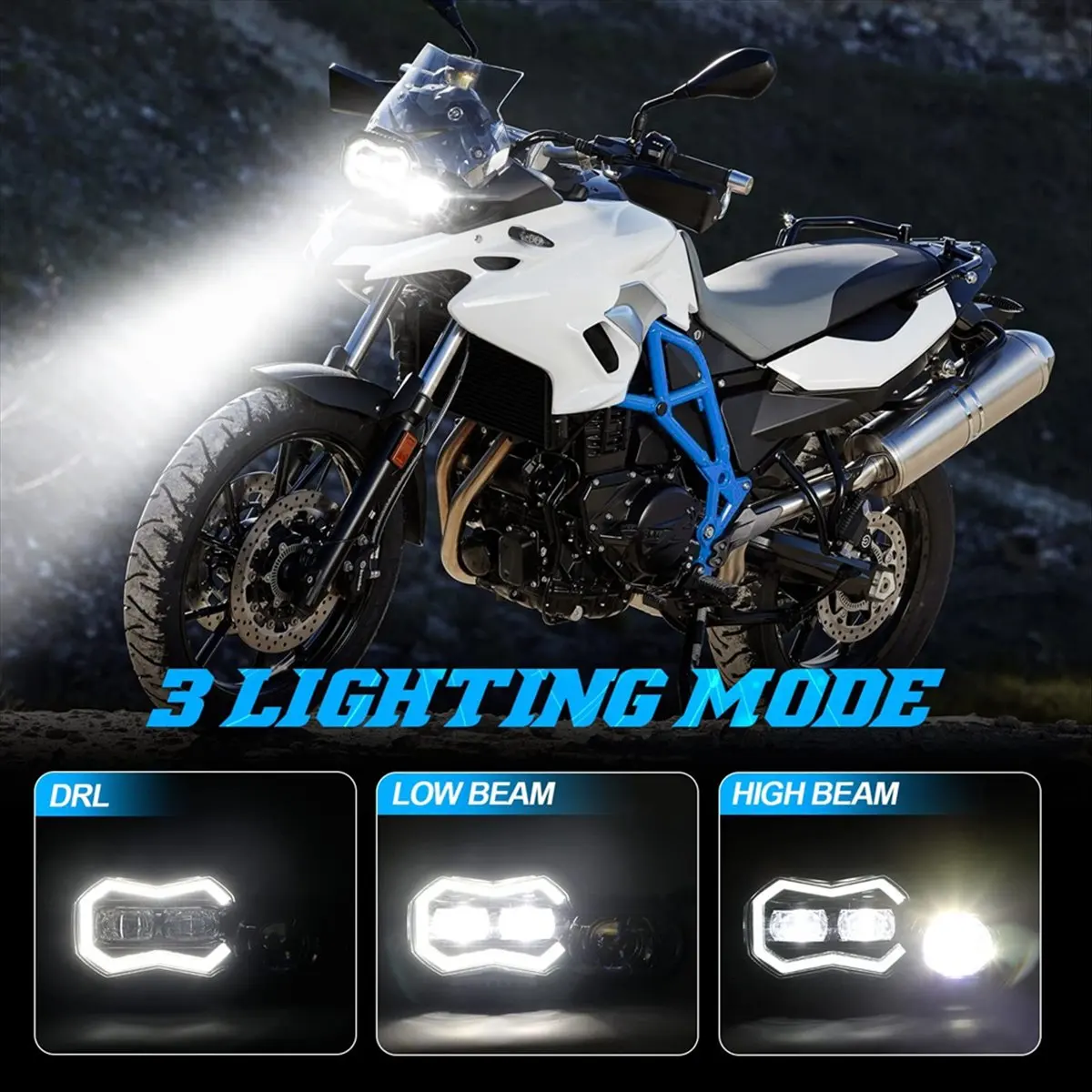 Reliable- Motorcycle LED Headlight High Low Beam+DRL LED Head Light Assembly for BMW F800GS F800GS ADV Adventure F700GS F650GS