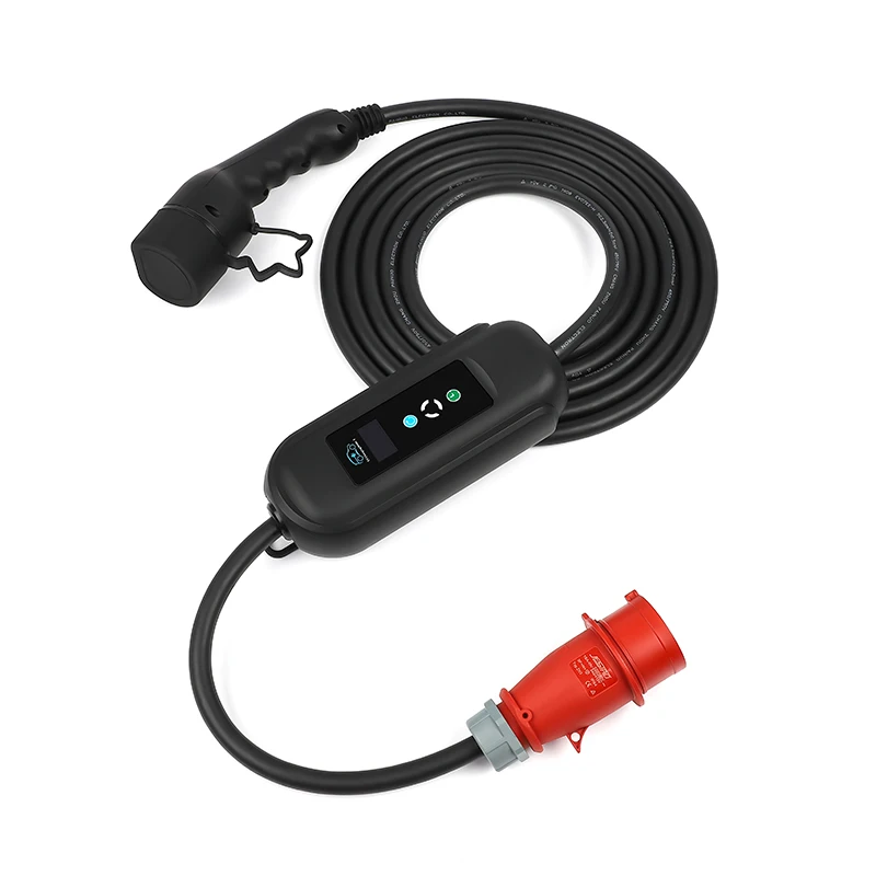 Draagbare Wifi EV-lader 11KW Type 2 16A 3-fasig met APP Bluetooth versie EVSE-laadkabel 5 meter 10 meter CEE-stekker