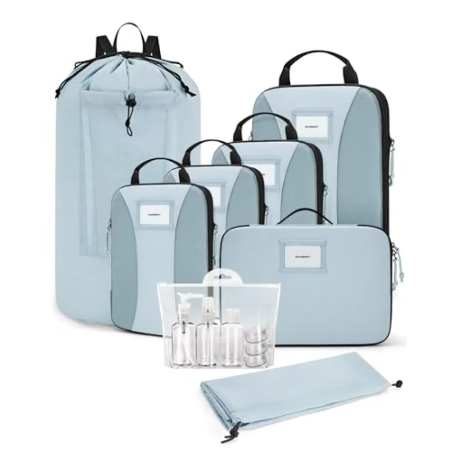 

Compression Packing Cubes 6 PCS Lightweight Travel Organizer for Suitcases and Luggage Colorful Storage Cubes for Travel Essent