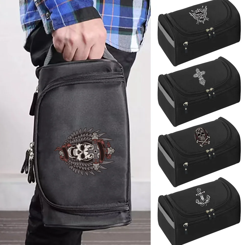 

2023 Men Business Portable Storage Bag Toiletries Organizer Women Travel Cosmetic Bags Hanging Waterproof Wash Pouch Skull Print