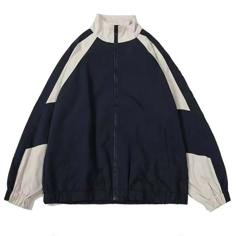 

Hip Hop Varsity Jacket Men High Street Patchwork Color Black Windbreaker Coats Women Spring Autumn Thin Fashion College Jackets