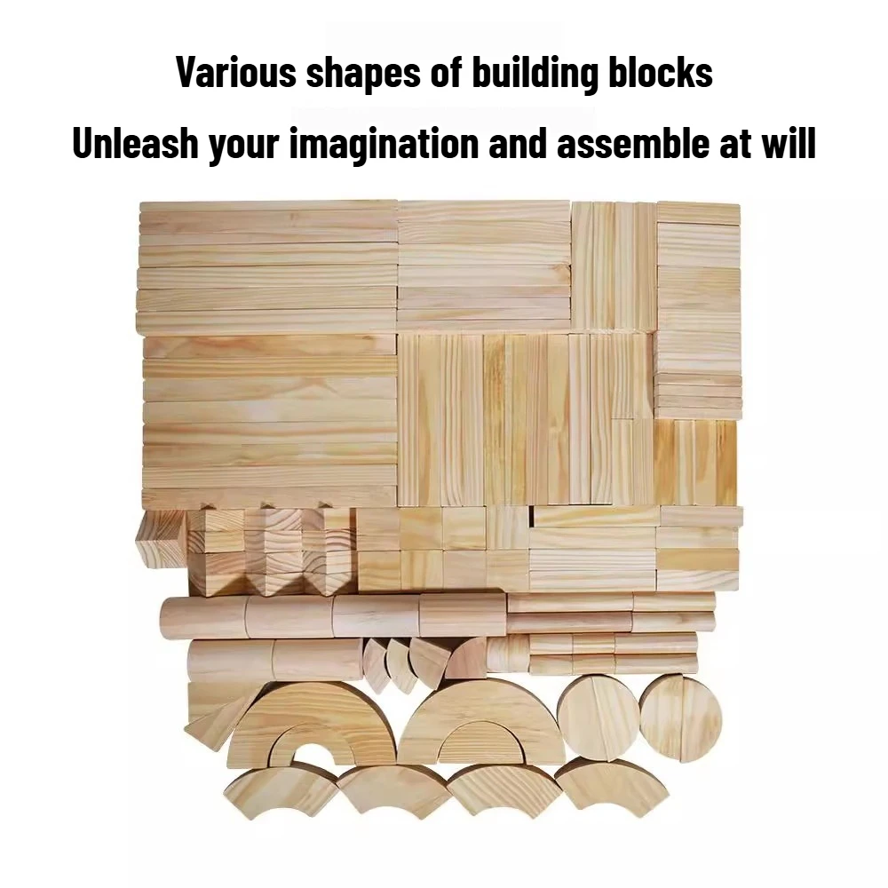 Grand bloc de construction de construction en plein air, coin de zone de maternelle, château en bois massif, jouet en bois granulaire surdimensionné