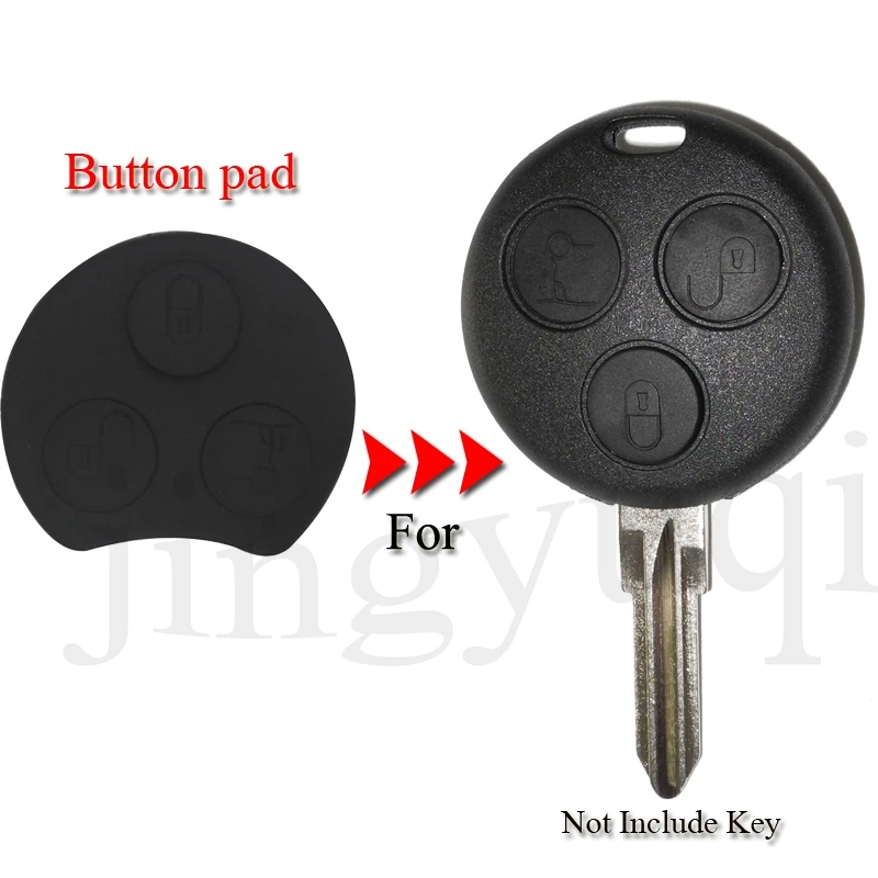 

jingyuqin Car Key Button Pad For Mercedes Benz Smart Two 450 Mayitr 3 Buttons Remote Key Shell Fob Cover Case Pad Replacement