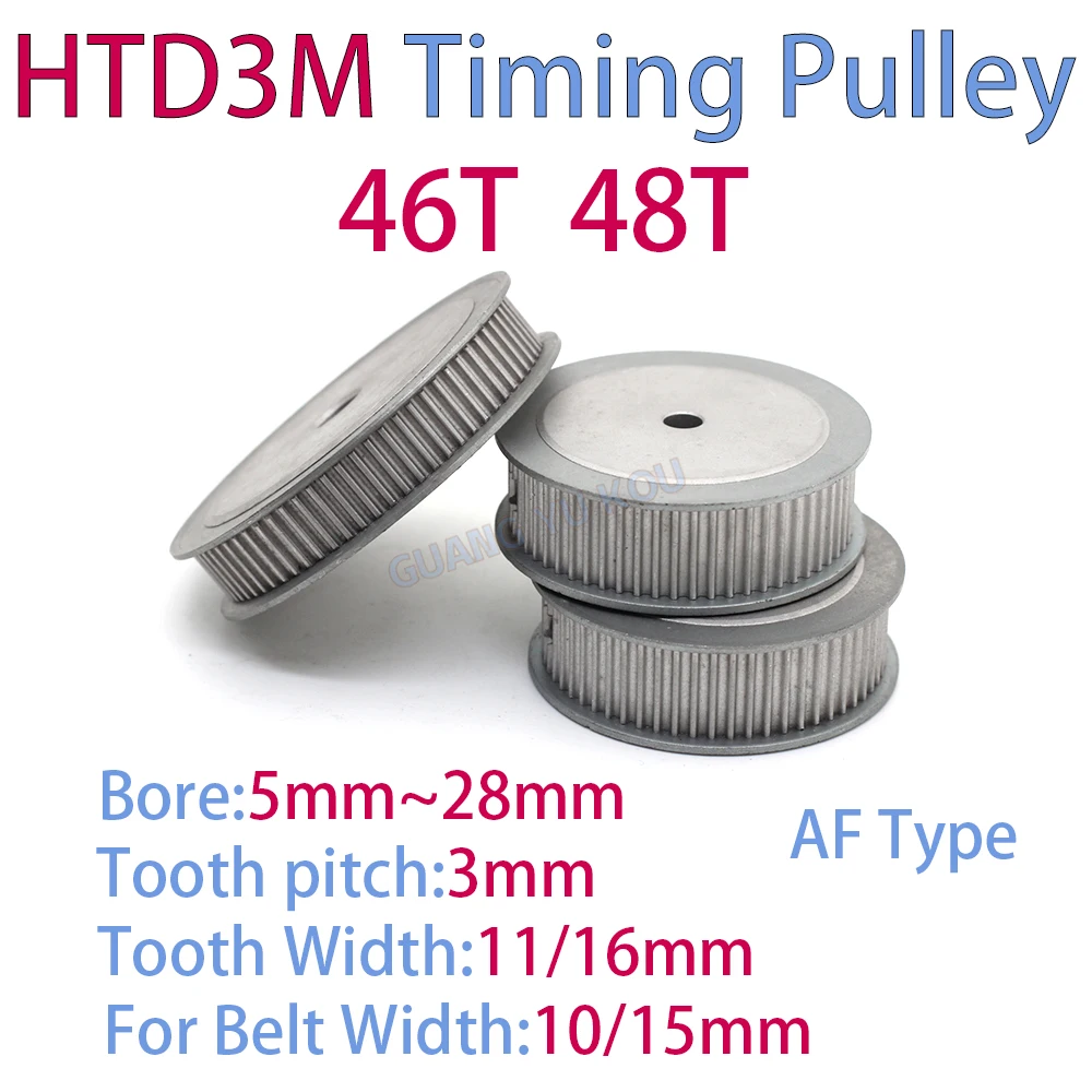 HTD 3M 46 Teeth 48 Teeth Timing Pulley Bore 5mm~28mm For Belt Width 6/10/15/20mm HTD 3M 46T 48T synchronous Timing Pulley
