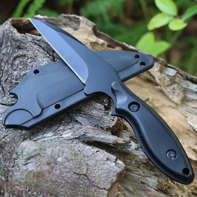 

New outdoor tactical small straight knife with K sheath 5CR15 steel self-defense knife portable edc multi-function knife