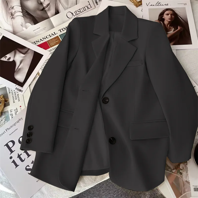 Casual Women's Suit Jacket 2023 Spring Commute Style Polyester Fiber Long Sleeve Formal Split Design Fashionable Versatile