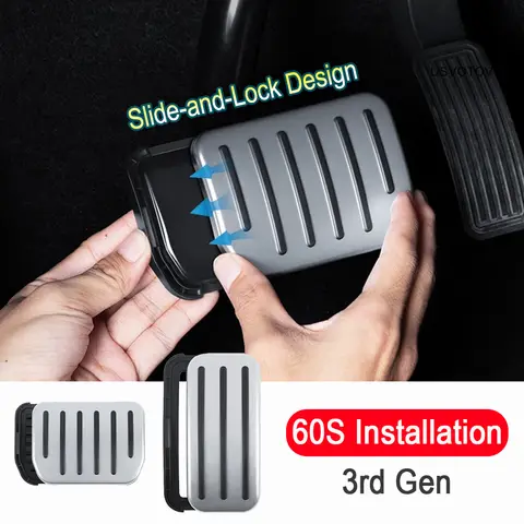 Upgraded 3rd Gen Slide Lock Design Foot Pedals Cover For Tesla Model Y Model 3 Highland Performance Pedal Pads Cover Accessories