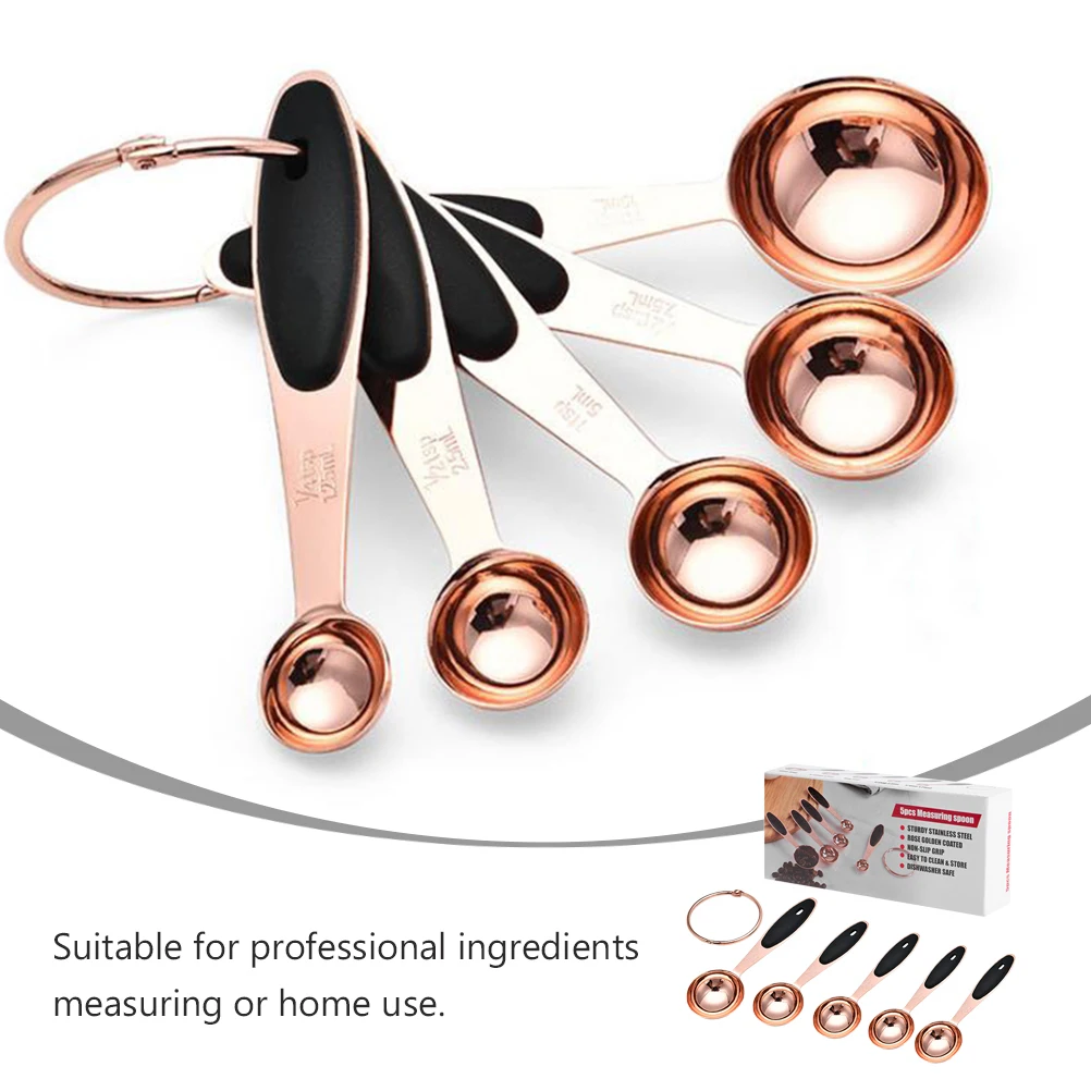 

Measuring Spoon Set Stainless Steel Teaspoon Kitchen Bakeware Baking Tool Stackable Easy Storage Dry Liquid Ingredients Home