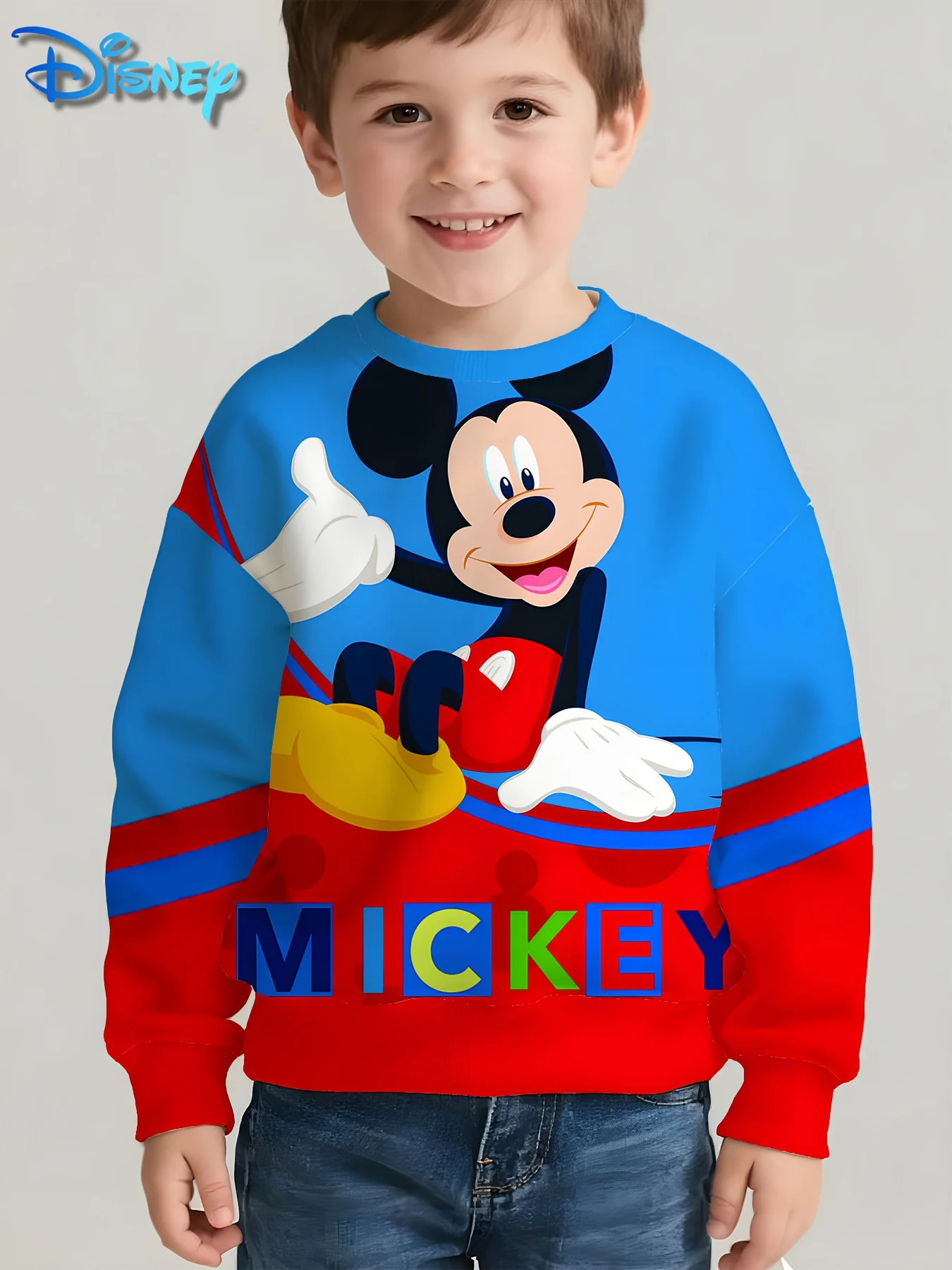 حار بيع الاطفال الخريف الشتاء الأعلى، ديزني البلوز، الكلاسيكية ميكي الأحمر الأزرق الطباعة، الفتيان الفتيات ملابس خارجية وطبقة الأساسية