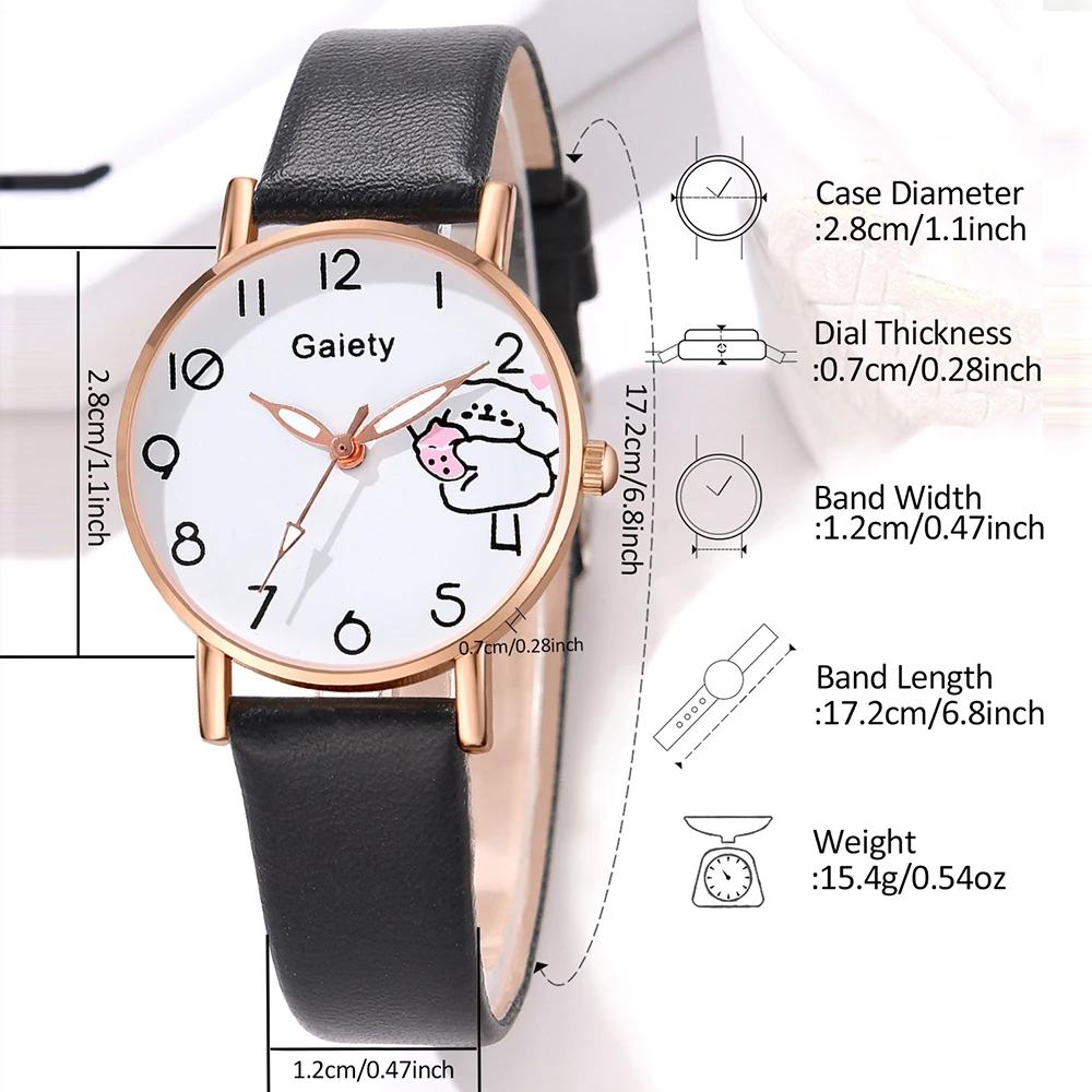 GAIETY Couple Simple Style Dog Element Red Dial Watch Casual Fashion Quartz Watch Is The Perfect Gift For Her