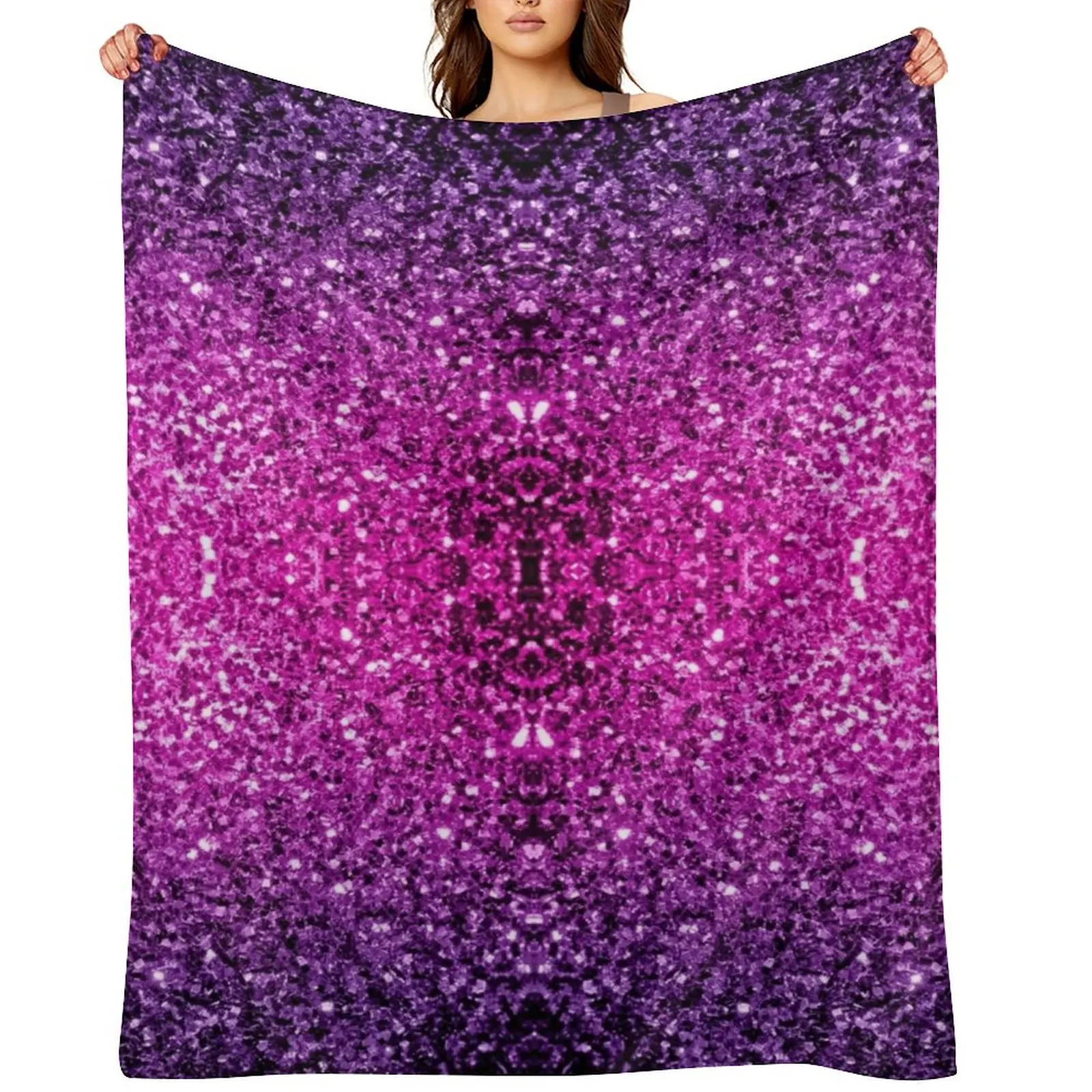 

Purple Pink Ombre faux glitter sparkles (Photo of Glitter - Not Reflective) Throw Blanket Plush For Decorative Sofa Blankets