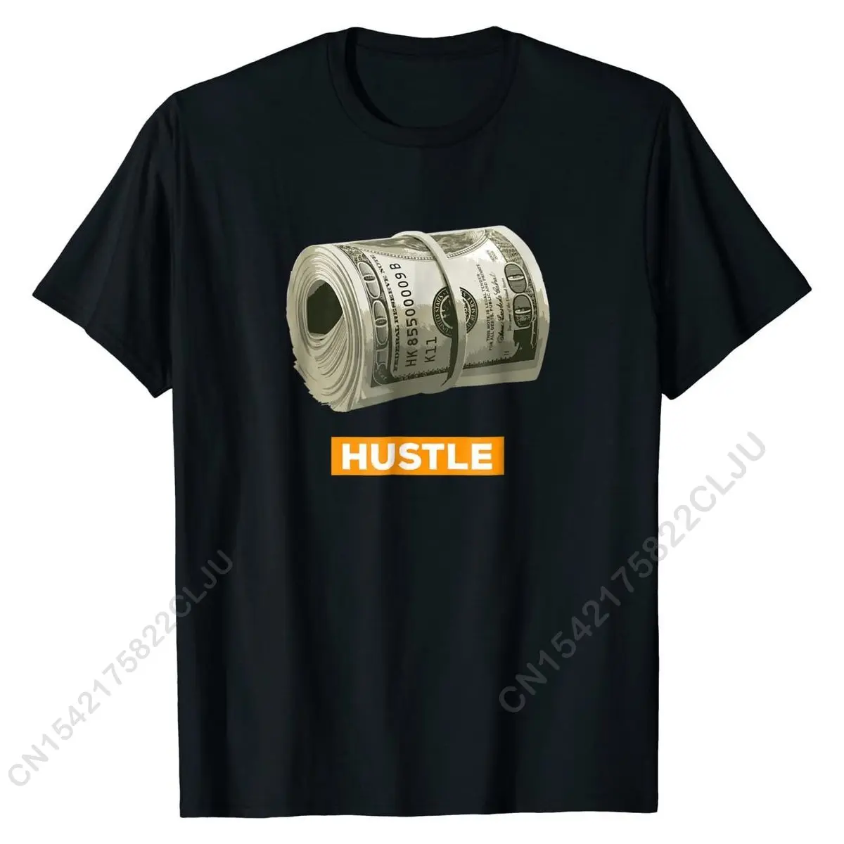 Hustle T-Shirt bank-roll Money Wad 100 Dollar Bills Shirt Tshirts Tops Tees Popular Cotton Family Funny Men's