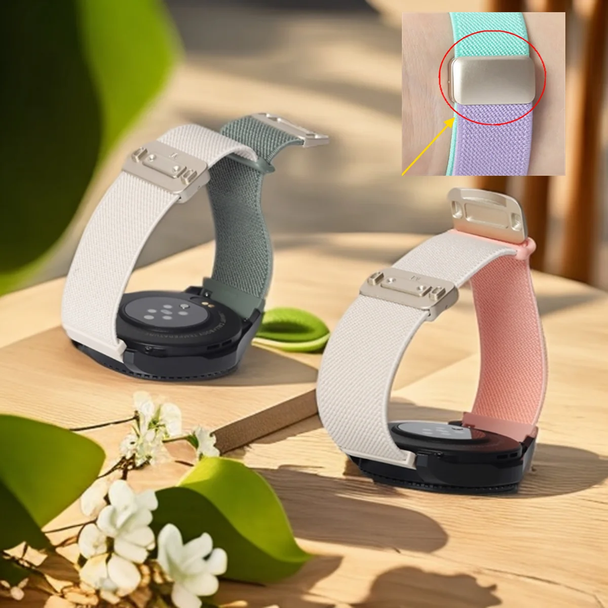 2 Stück 18/20/22mm Nylon-Armband für Huawei Watch GT5 Pro Magnetisches Armband für Samsung Watch 765/Garmin Vivoactive 5/Amazfit Watch