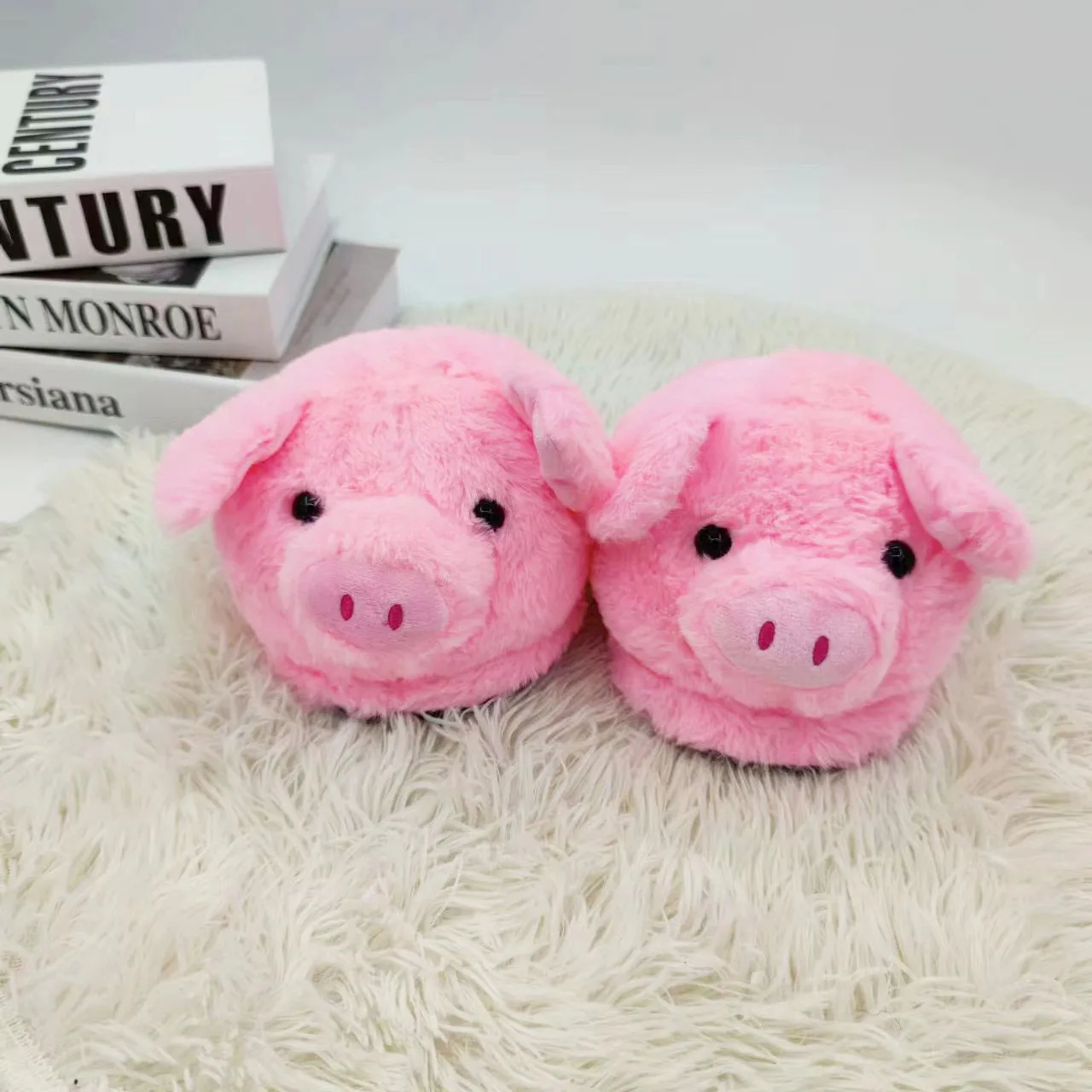 

Pink Holy Pig Slippers Indoor Couple Shoes Women Fluffy Flip Flops Fur Slides Kawaii Home Shoes Woman Cute Plush Piggy Slippers