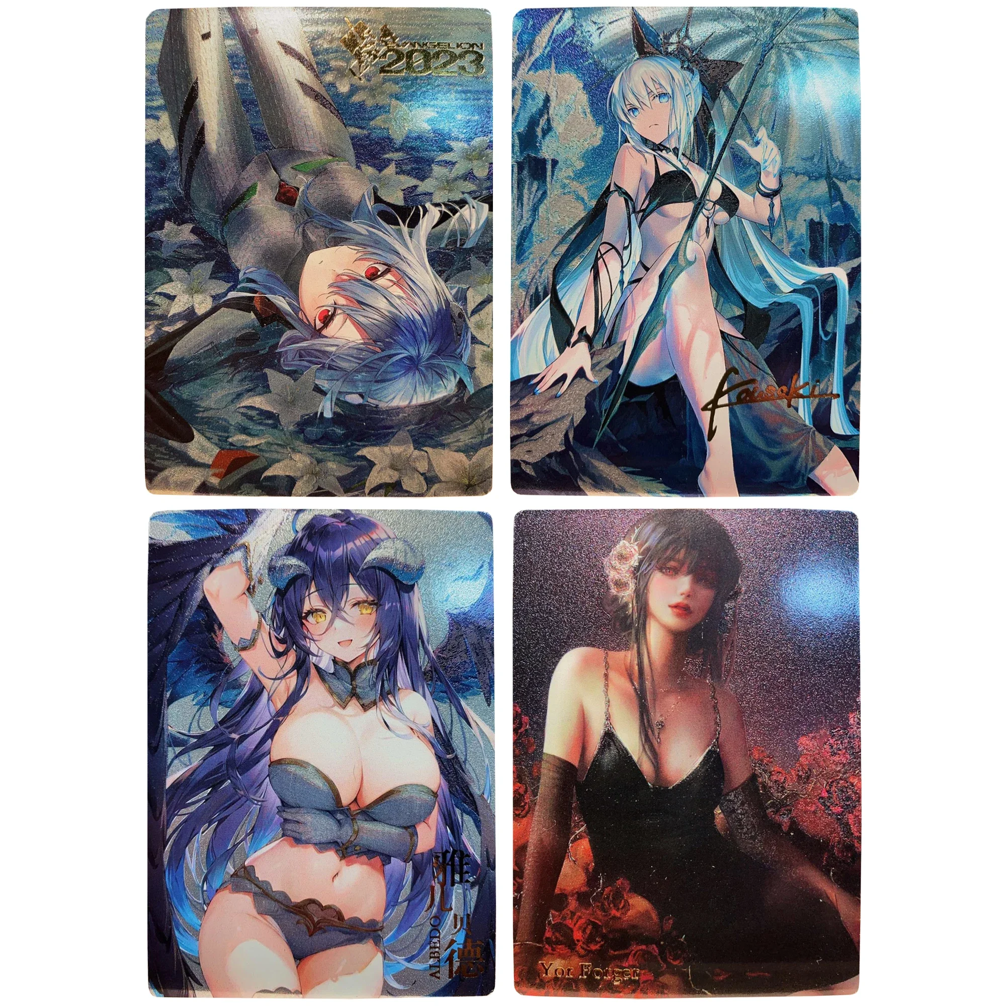 6 Models Anime Flash Cards Yor Forger Albedo Morgan Angewomon ACG Anime Girls Classic Anime Game Collection Cards Gift Toys