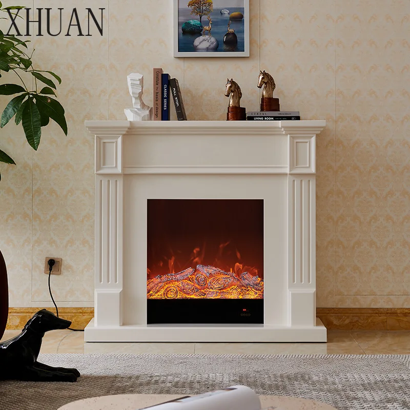 1.2 meters simple French solid wood fireplace decorative cabinet, home living room simulation