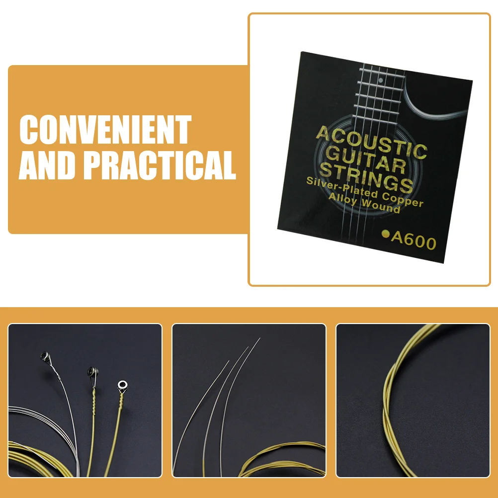ชุดสายกีตาร์ชุบเงิน 1 ชุด สำหรับกีตาร์ไฟฟ้าและกีตาร์โปร่ง สายโลหะทนทาน อะไหล่เครื่องดนตรี
