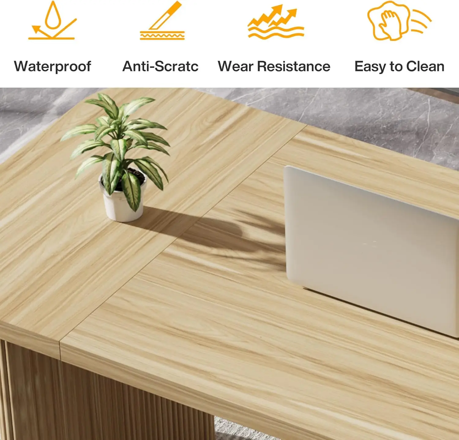 Tribesigns-escritorio ejecutivo de 62 ", escritorio de oficina para ordenador grande con doble Pedestal, estilo Simple moderno, rectángulo superior de madera Natural