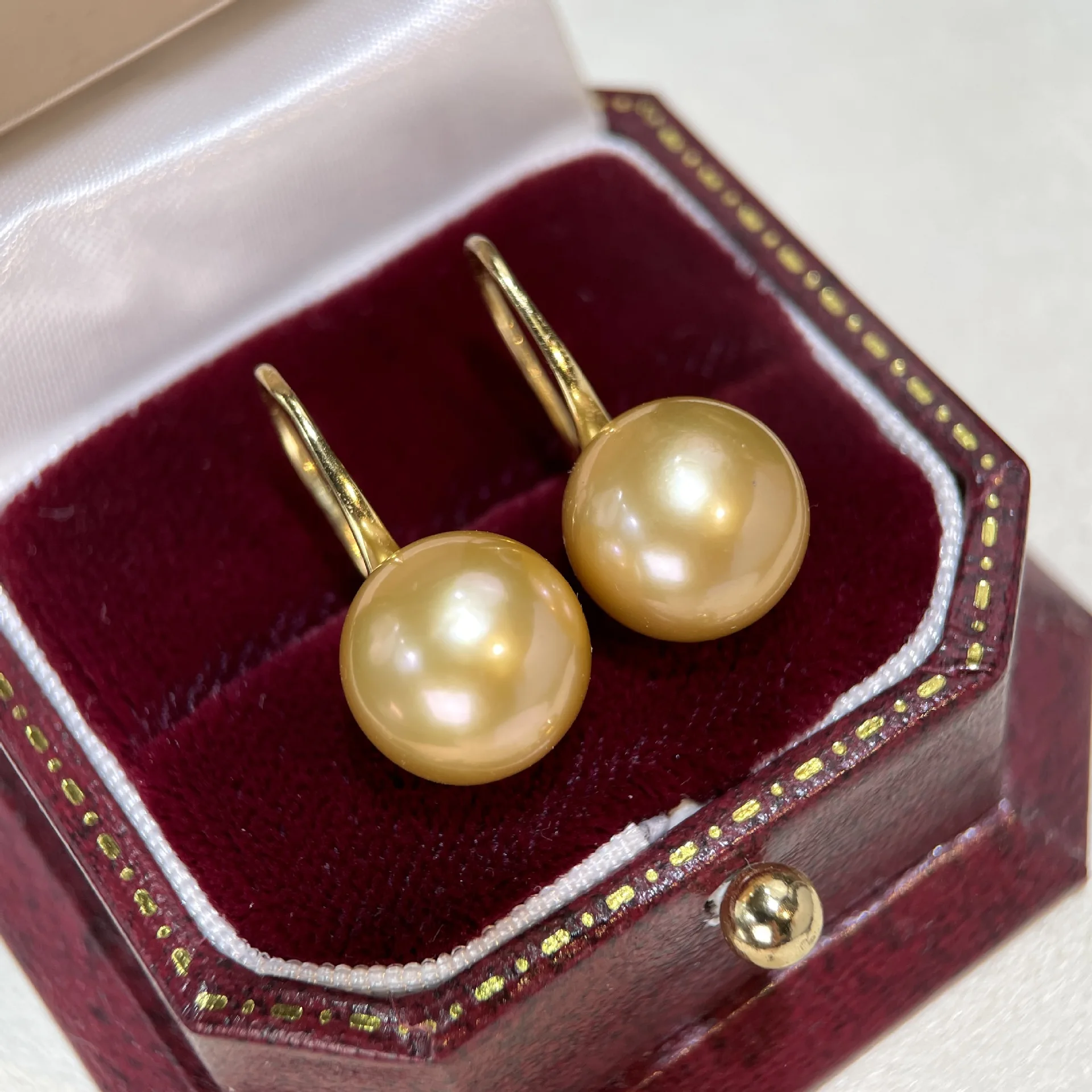 Amazing AAA++ 9-10mm 10-11mm  11-12mm Nature south sea Round golden Real Pearl Earrings Silver 925s