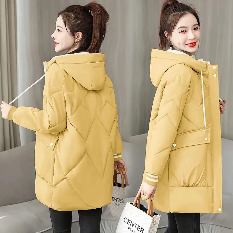 2023 New Winter Jacket Thicken Overcoat Parka Down Cotton Coat Women\'s Long Hooded Bread Clothes Korean Loose Casual Outwear