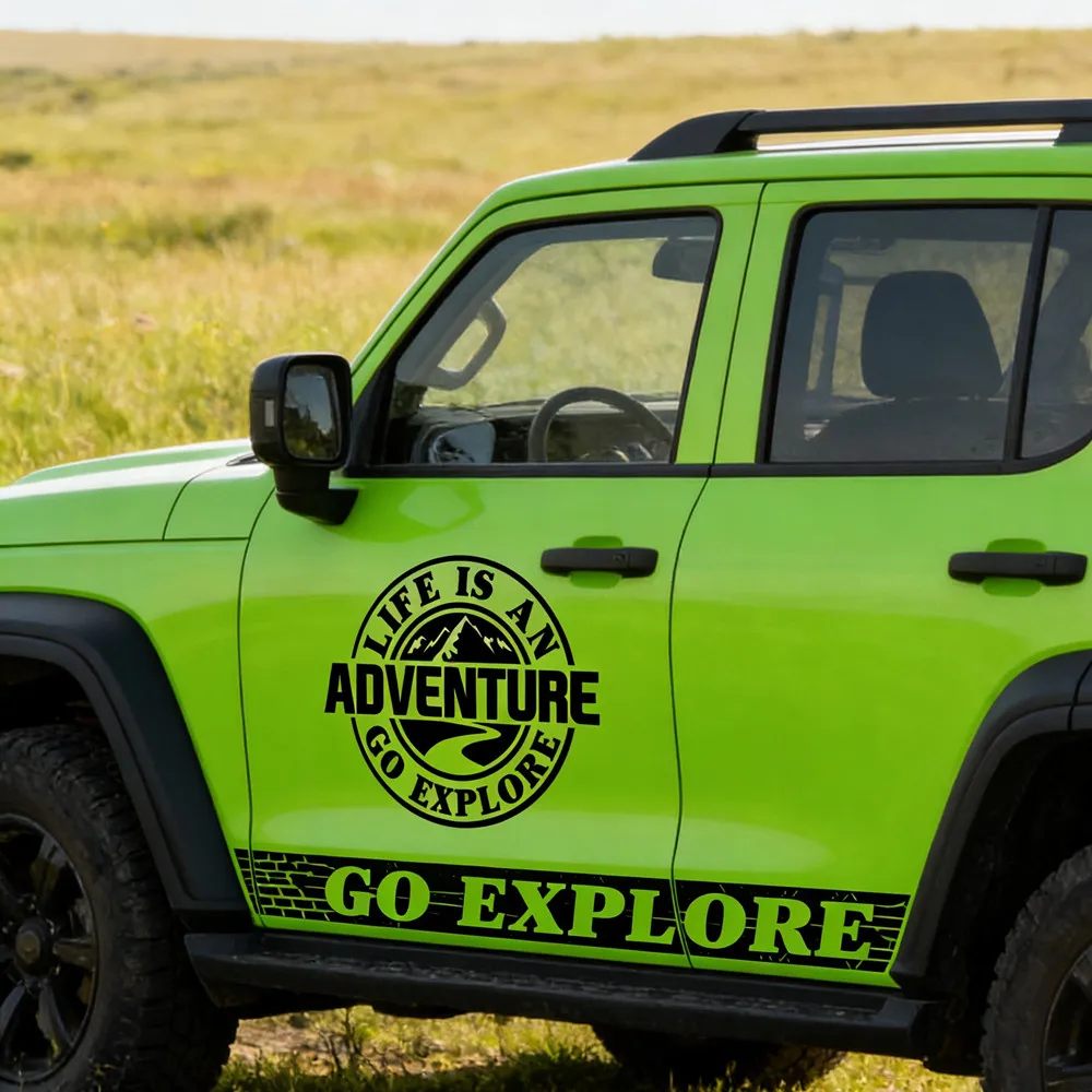 Life Is An Adventure window glass sticker camping RV off-road adventure motorcycle personalized latte art decorative Car sticker