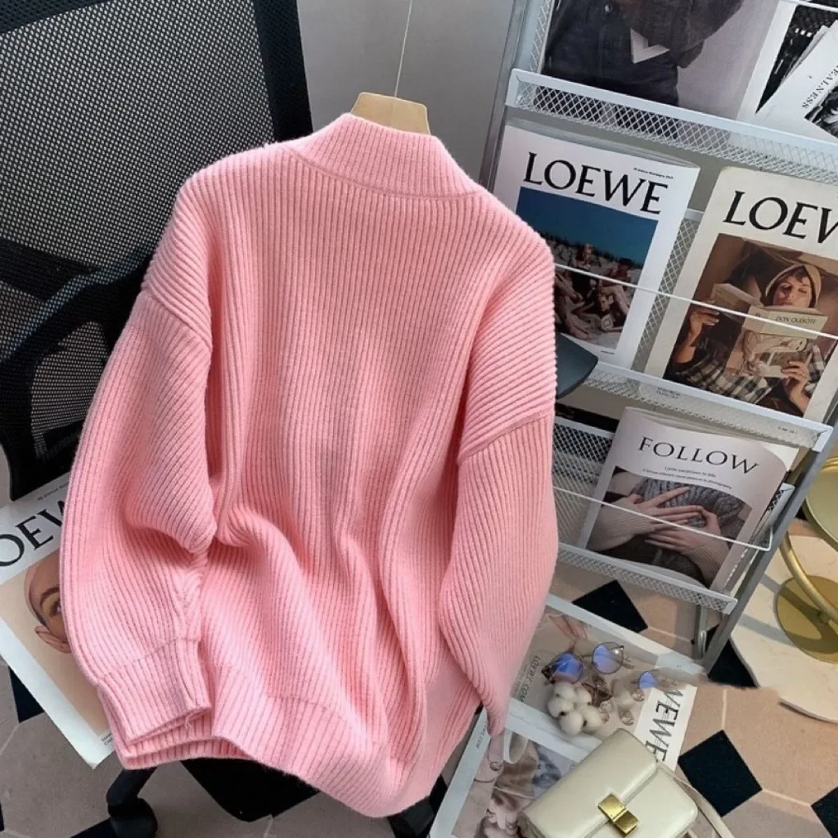 Cardigan minimaliste à col en V pour femmes, version coréenne, pull d'automne et d'hiver, nouvelle veste d'extérieur couvertes et décontractée