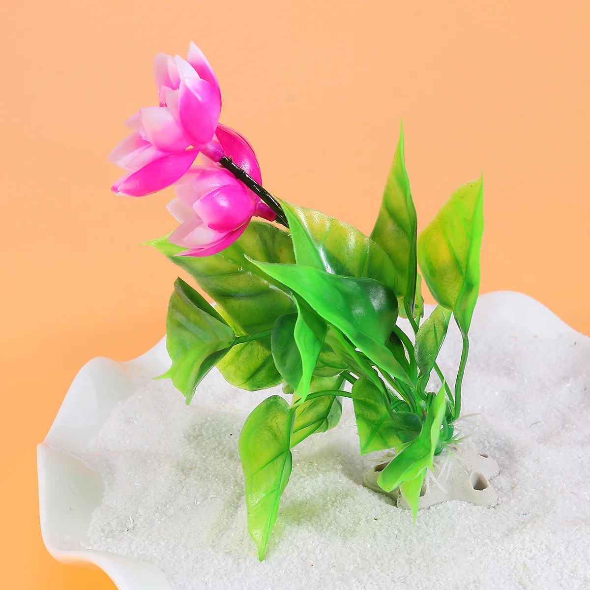 

1Pcs Artificial Aquatic Lotus Flower Plastic Aquarium Plants White Purple Realistic Fish Tank Ornament Simulation Water Grass