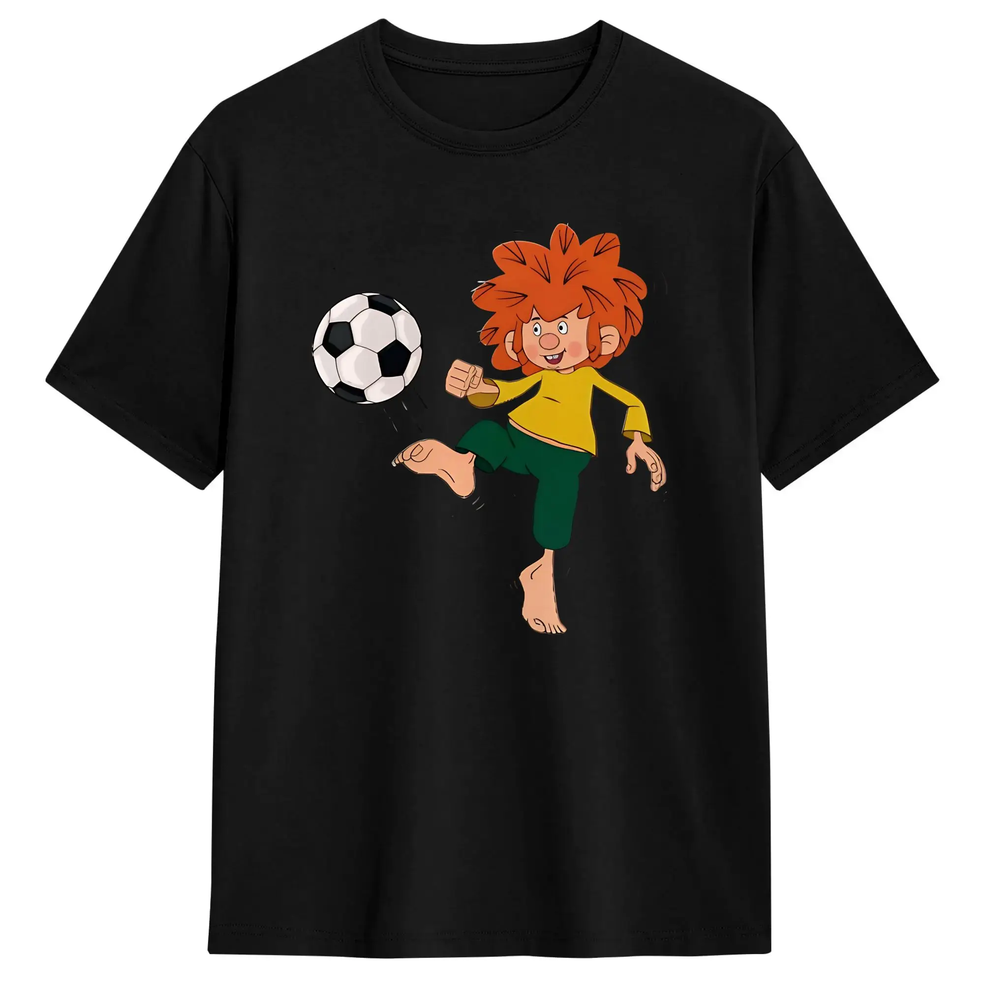 Camisetas masculinas e femininas Pumuckl para jogar futebol, roupas de algodão, camiseta engraçada de manga curta com gola redonda, camisetas plus siz