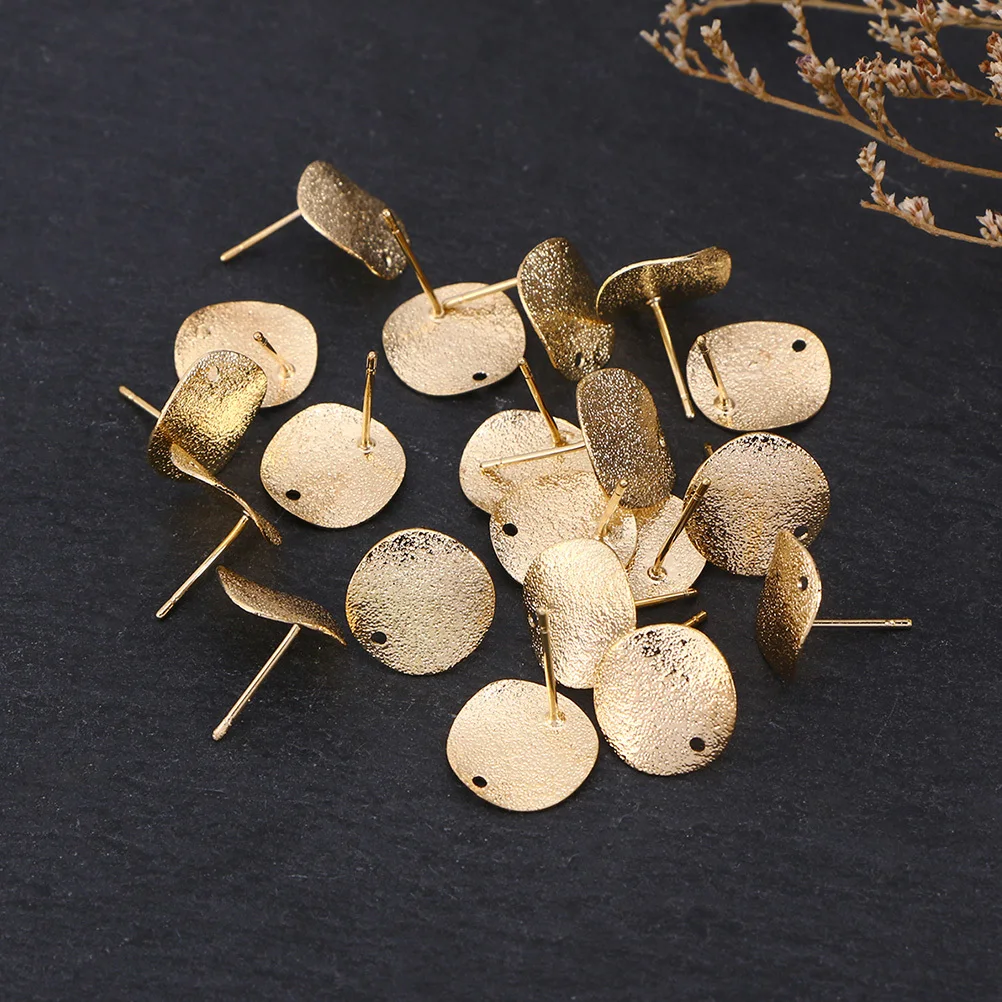 30Pcs Alloy Round Earring Base Blanks Easy DIY Earring Posts Jewelry Making Materials Lightweight Durable for Handmade Jewelry
