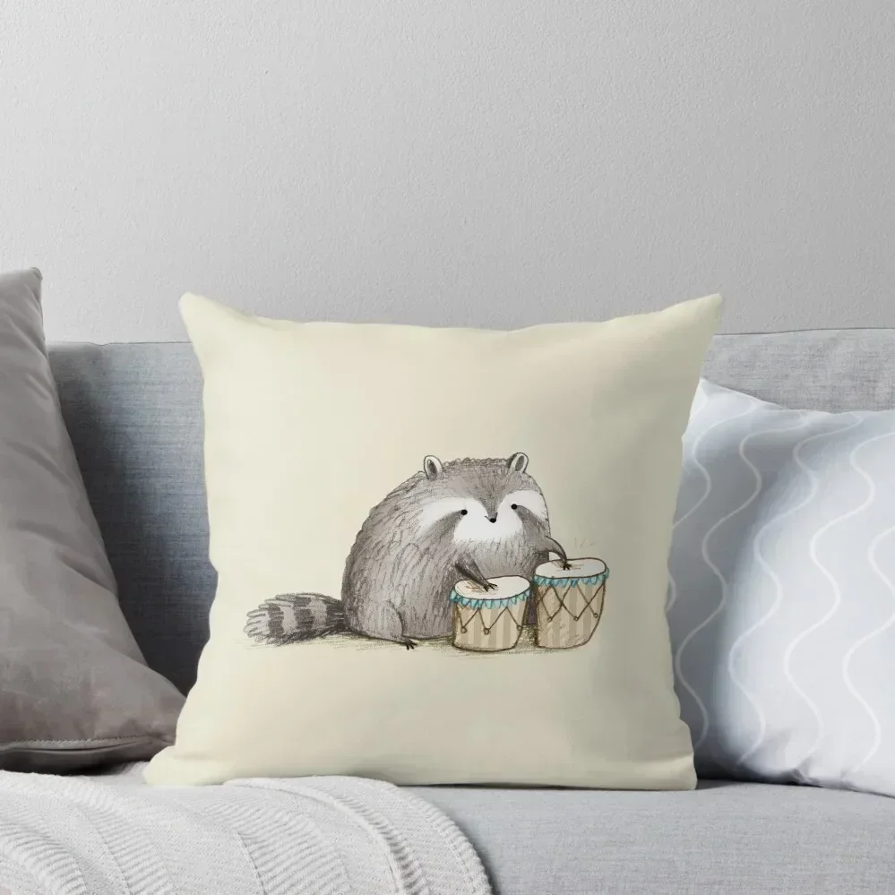 Raccoon on Bongos Throw Pillow pillow pillowcase christmas ornaments 2025 Pillowcase pillow