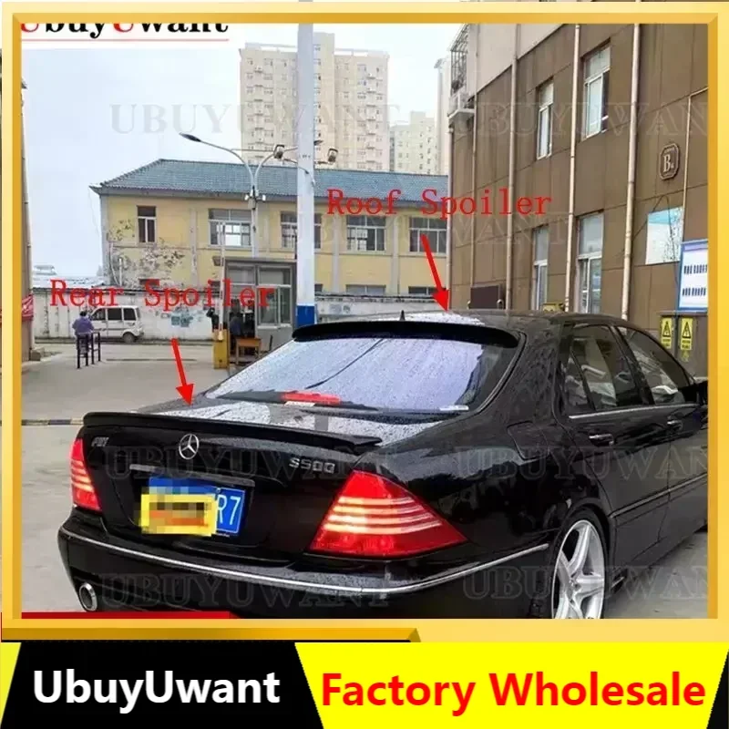 For Mercedes Benz S Class W220 1998-2005 High Quality Carbon Fiber Material Rear Spoiler and Roof Spoiler for Benz S450 S600