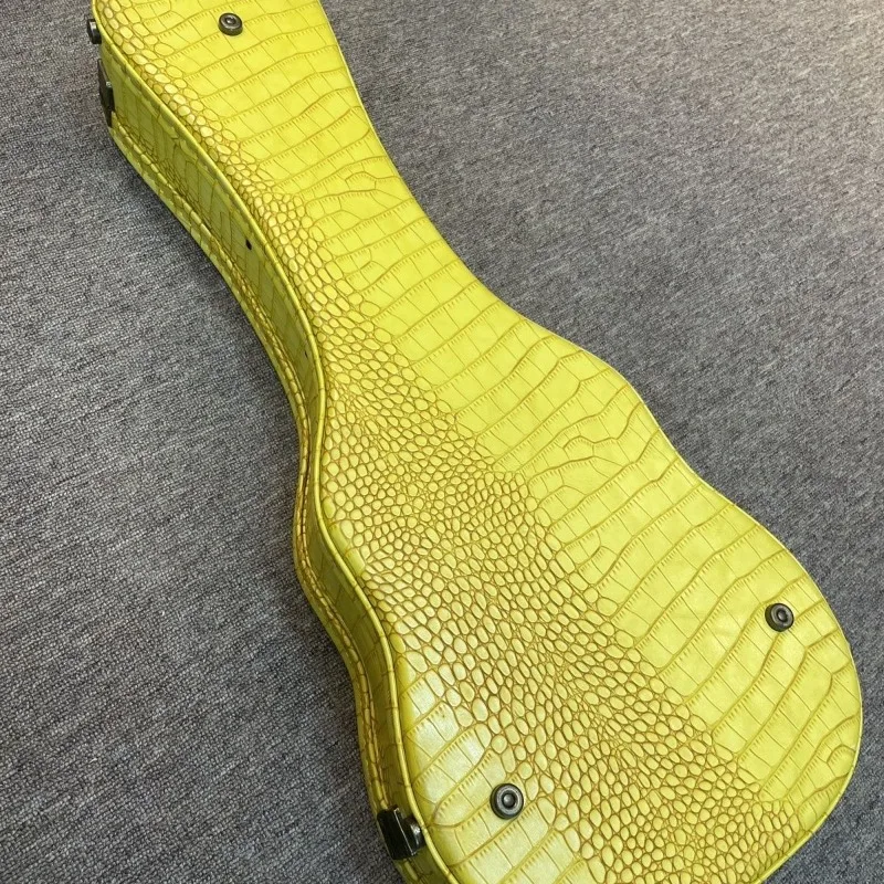 26 Inch Leather Ukulele Box Fleece-lined Shockproof Waterproof Portable Yellow Hard Ukulele Case Musical Instrument Accessories