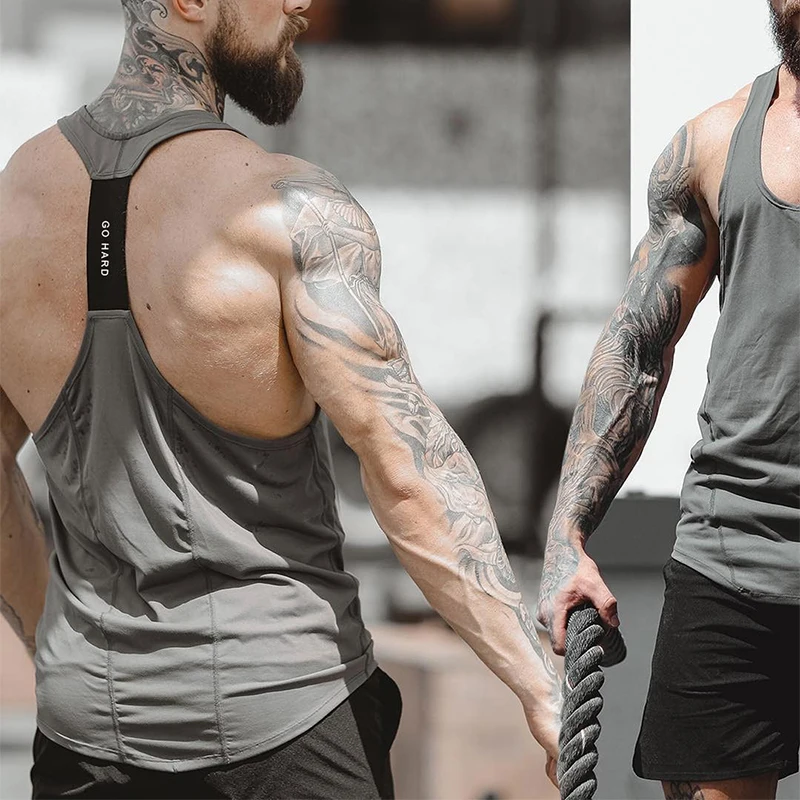 Fashionable Slim Sleeveless Mens Tank Tops Spring Summer Casual Elastic Breathable Quick-dry Vest For Men Gyms Sports Camisoles