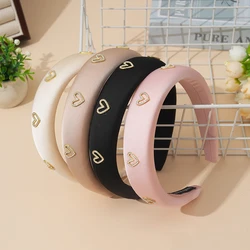 2024 New Style Luxury Rhinestone Sponge Headband for Women High Fluffy Solid Color Hairband Fashion Elegant Hair Accessories