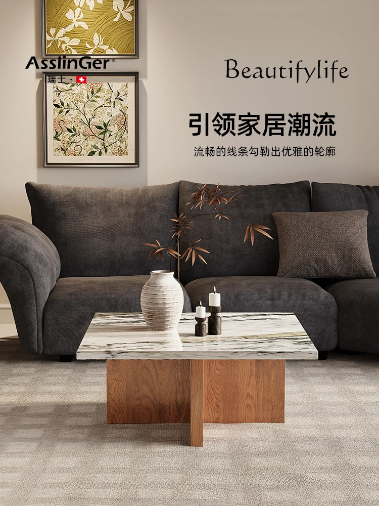 طاولة قهوة من الرخام الطبيعي لغرفة المعيشة، شقة منزلية صغيرة، طاولة قهوة حجرية بيضاء فاخرة لبطن السمك #4