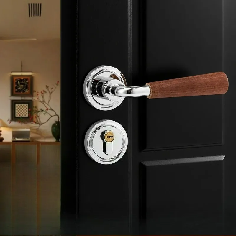 Middle Ancient Style Retro Door Lock Bedroom Silent Room Door Lock Walnut Interior Wooden Door Split Lock