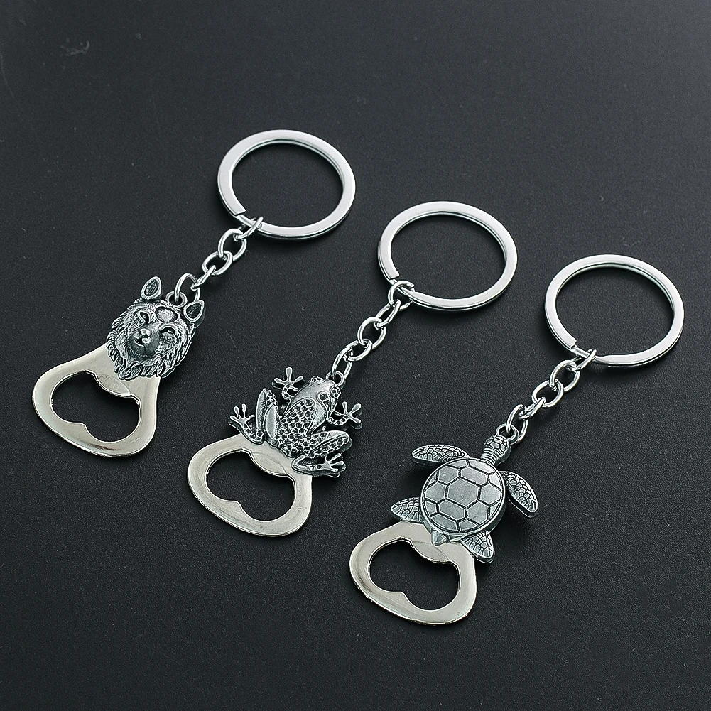 

Animal Theme Alloy Keychain Bottle Opener Turtle Pineapple Lion Figurine Design Portable Durable Metal ToolHome Bar Outdoor