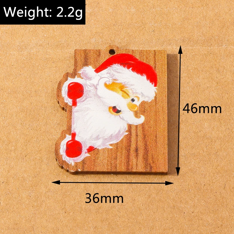 10 stücke Holz Weihnachten Charme für Schmuck machen Wasser tropfen Form Elch Santa Claus Anhänger DIY Halskette Ohrring Weihnachten Geschenk liefert – Detail 5