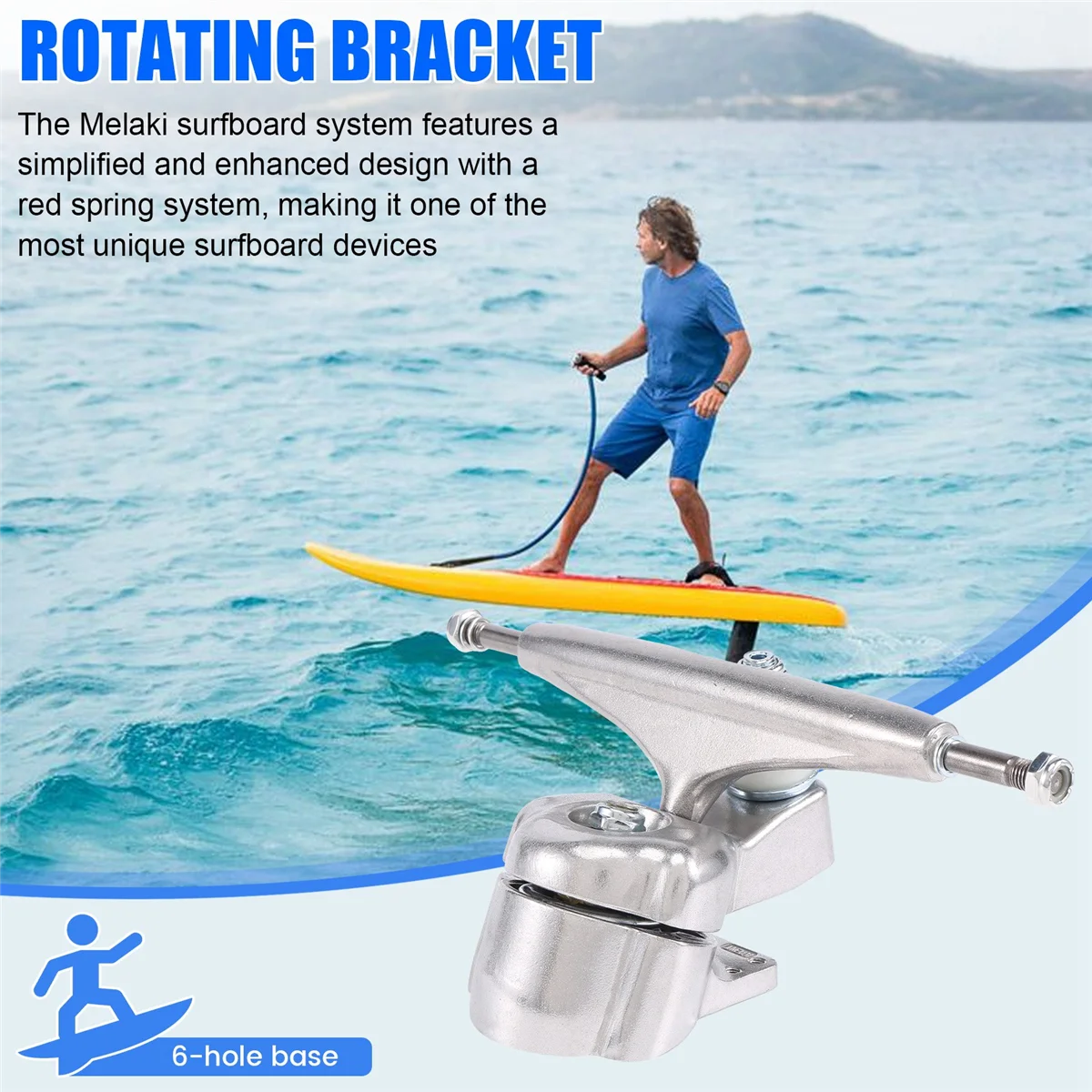 สําหรับ Meraki Surf Skate Bracket 6 ฐานรู 6.25 นิ้วรถบรรทุก Surf สเก็ตบอร์ดรถบรรทุกอะแดปเตอร์ด้านหลังรถบรรทุก,1