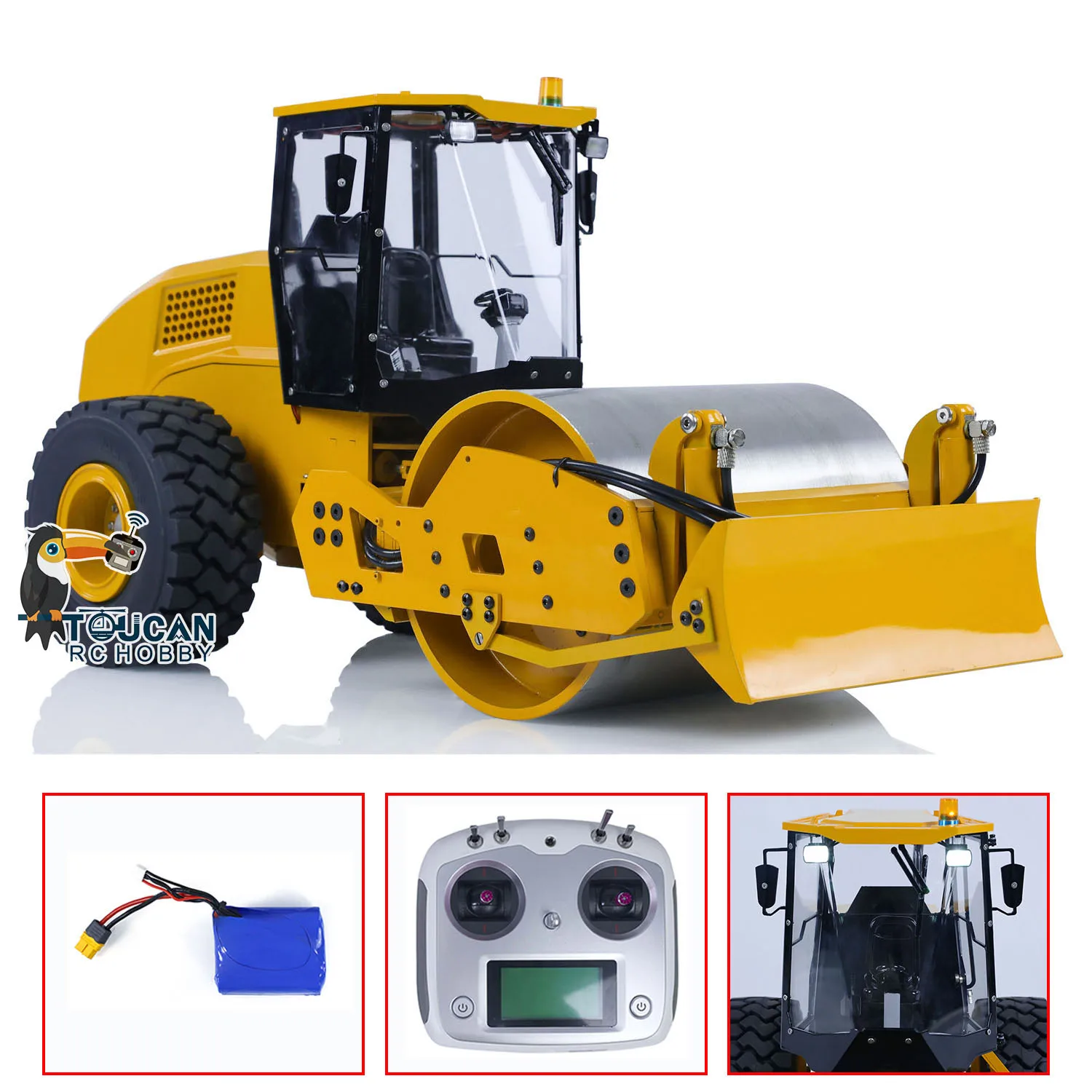 CS11 RTR 1/12 Scale RC Hydraulic Road Roller Remote Control Metal Engineering Vehicles Painted Assembled Model Toy TH23233