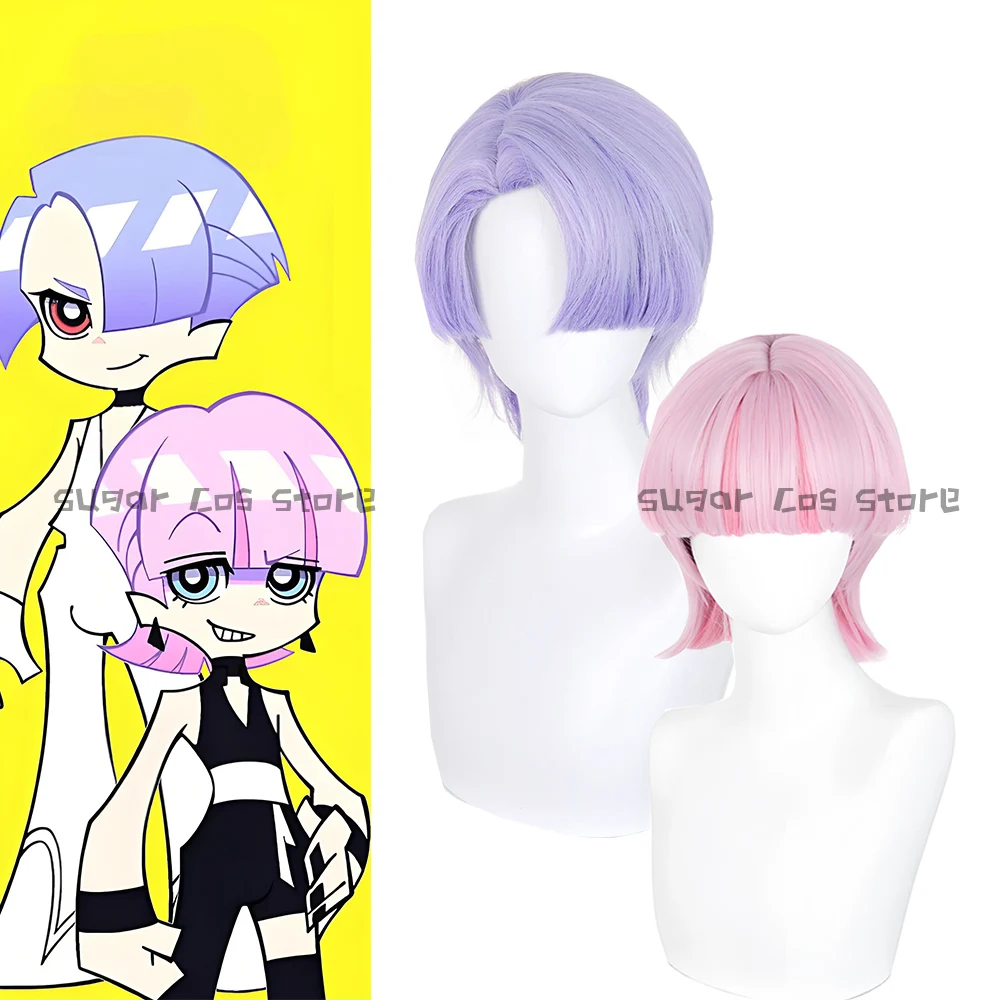 Anime NOWE Panty Stocking Poliester Poliuretan Peruka Cosplay Krótka 30cm Mieszane Kolory Włosy Dla Kobiet Mężczyzn Rekwizyty na Halloween