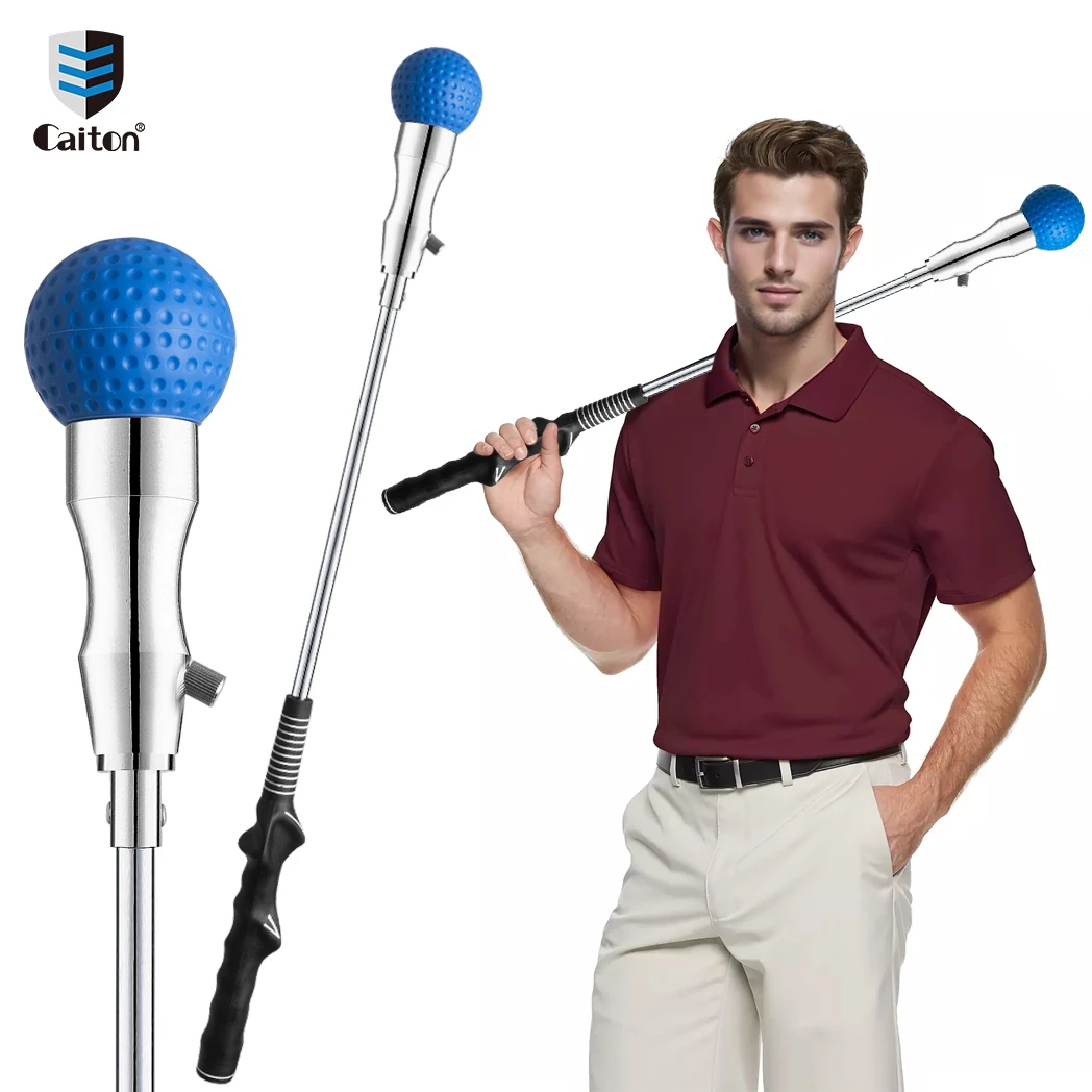 Caiton Portable Golf Swing Trainer, Multiple Colors, Adjustable Stainless Steel Knob for Strength, Sound Feedback, Hand Grip