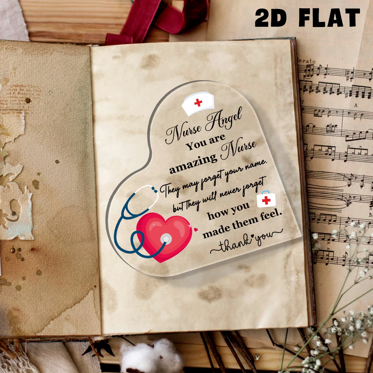 1 قطعة لوحة أكريليك على شكل قلب- "ممرضة الملاك أنت ممرضة مذهلة" لافتة لعيد الممرضات، عيد الميلاد، هدية تقدير التخرج