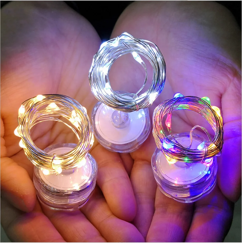 LED Submersible Lights, Copper Wire String Lights with Button Battery Box, Plum Blossom Shaped Waterproof String Lights