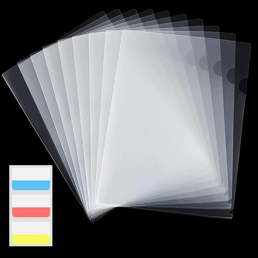 

50 Pack Document Clear Plastic Folder Copy Safe Project Pot LType US Letter Size A4 Paper Sleeves Folders in Transparent with 3