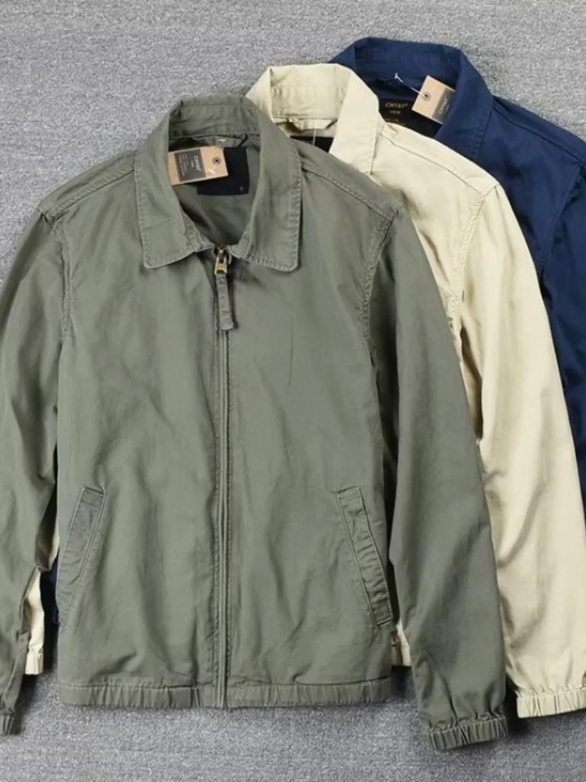 

Мужская повседневная рабочая куртка в американском ретро-стиле, осенне-зимняя, из смесового хлопка, с длинными рукавами, на молнии, ветрозащитная