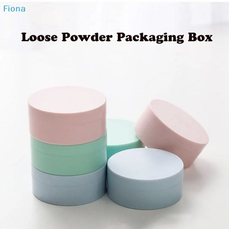 ☪ Tarro de polvo suelto 5g con borla, caja vacía recargable con tapa de malla y tamiz, contenedor de cosméticos, estuche de plástico, herramienta de maquillaje