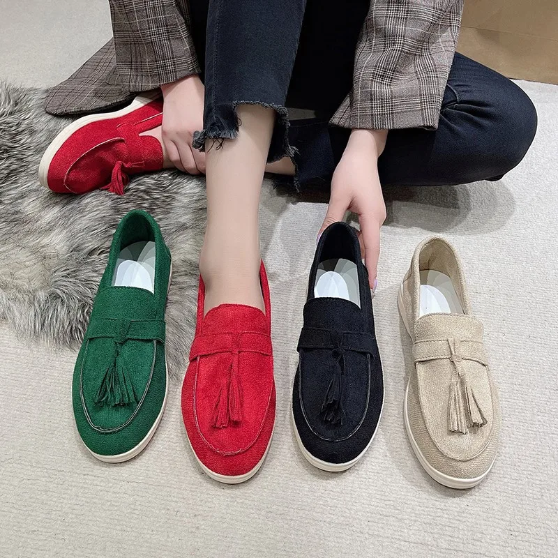 New Fashion Sport Women Flats Shoes Trend Spring Autumn Platform Suede Loafers Shoes Casual Ladies Walking Non Slip Femme