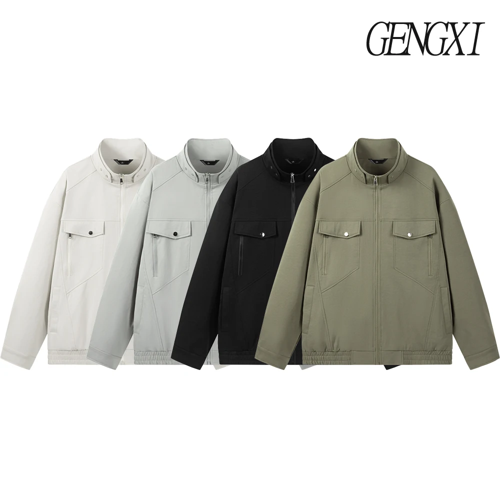 

Japanese-style multi-pocket stand-collar workwear jacket Outdoor windproof and waterproof trench coat High-street menswear top