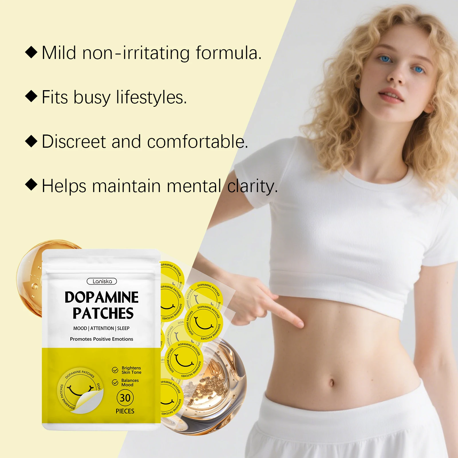 Dopamine Patches Vitality Boost Instant Mood & Focus Enhancement Concentration Aid Wellness Body Care Patch